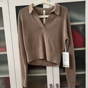 Lululemon Collard Merino Wool-Blend Sweater Heathered Beechwood SZ XS NWT 🤎🤎🤎